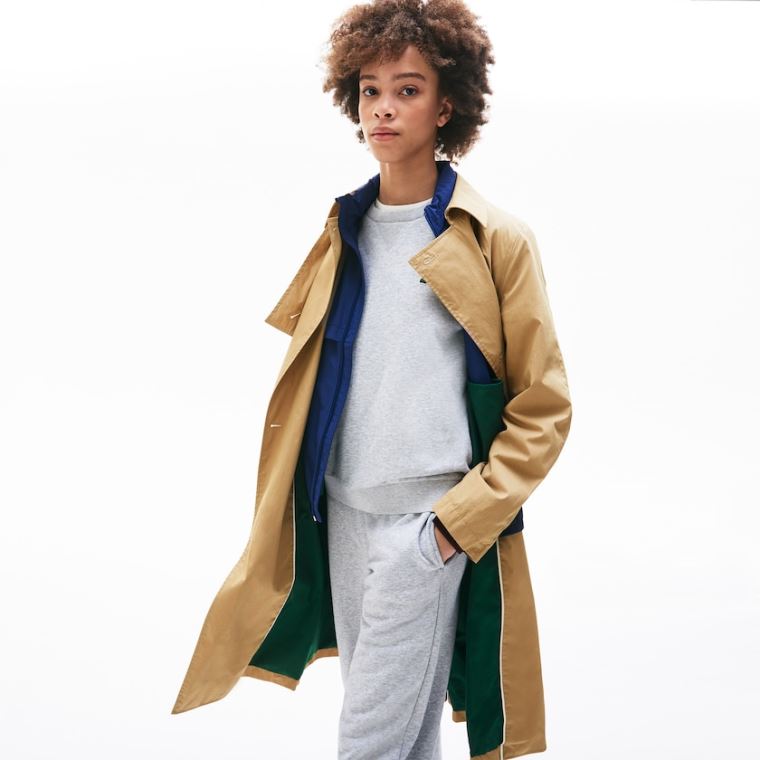 Lacoste Contrast Belt Trench Coat Bézs | AaXNwsxU