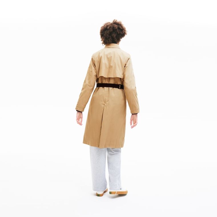 Lacoste Contrast Belt Trench Coat Bézs | AaXNwsxU