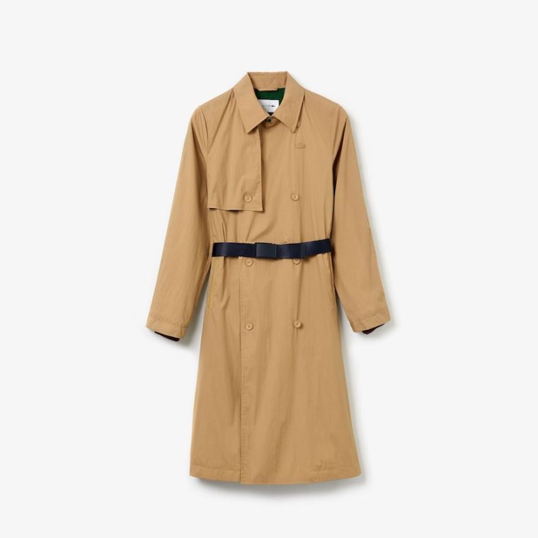 Lacoste Contrast Belt Trench Coat Bézs | AaXNwsxU