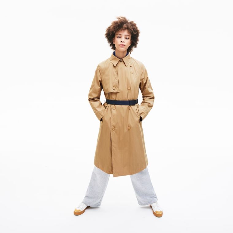 Lacoste Contrast Belt Trench Coat Bézs | AaXNwsxU