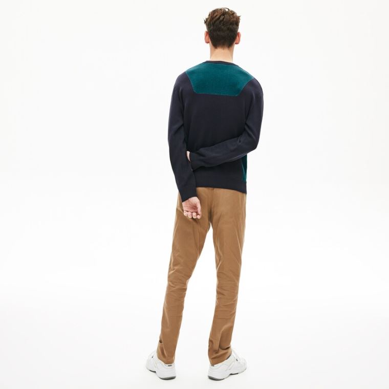 Lacoste Contrast Effects Knit Pulóver Sötétkék Kék | 4Hng45kp