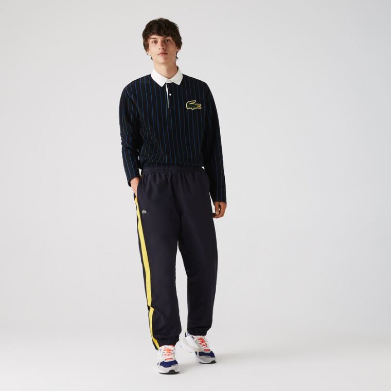 Lacoste Contrast Striped Vizi-Repellant Tracksuit Pants Sötétkék Kék Sárga Fehér | s2gNiCo0