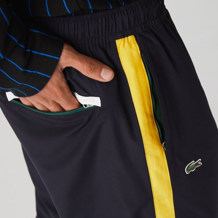 Lacoste Contrast Striped Vizi-Repellant Tracksuit Pants Sötétkék Kék Sárga Fehér | s2gNiCo0