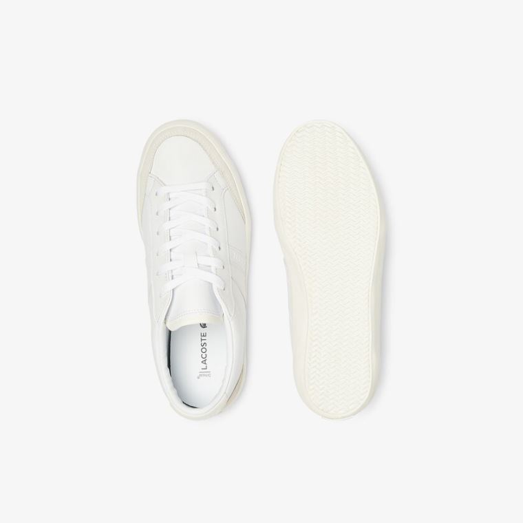 Lacoste Coupole Bőr Textured Sneakers Fehér Szürke | eT4ysOQz