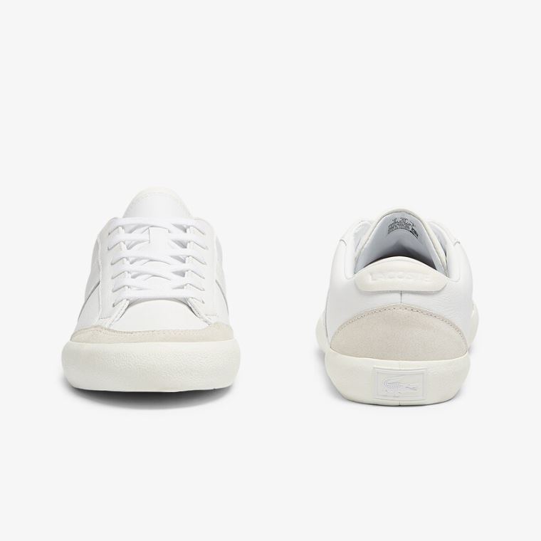 Lacoste Coupole Bőr Textured Sneakers Fehér Szürke | eT4ysOQz