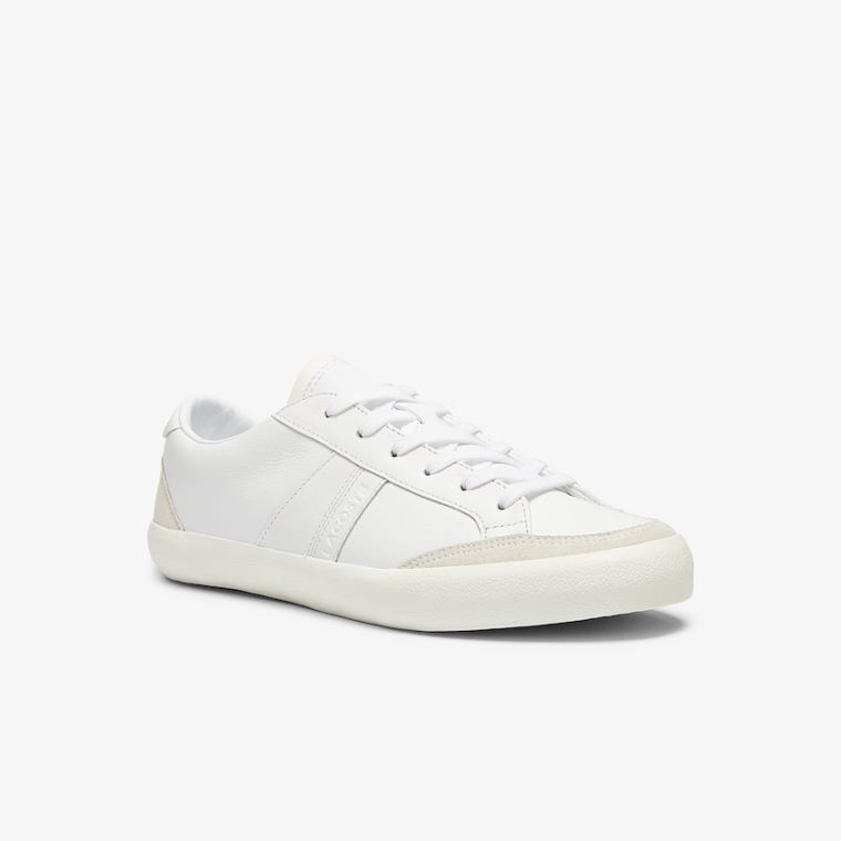 Lacoste Coupole Bőr Textured Sneakers Fehér Szürke | eT4ysOQz