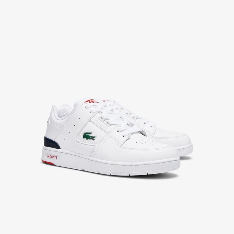 Lacoste Court Cage Bőr Sneakers Fehér Sötétkék Piros | RsbiAVma