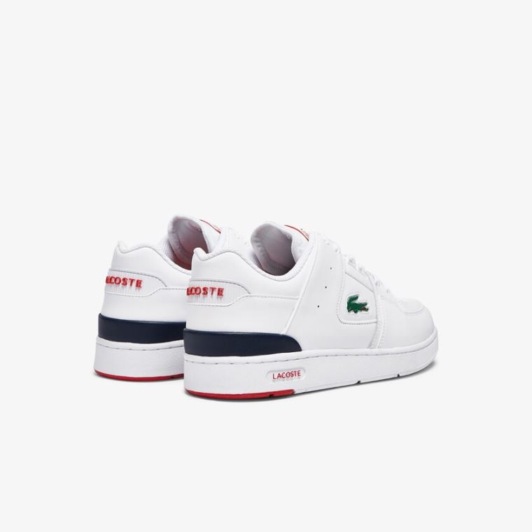 Lacoste Court Cage Bőr Sneakers Fehér Sötétkék Piros | RsbiAVma