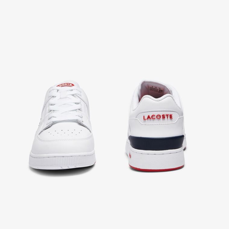 Lacoste Court Cage Bőr Sneakers Fehér Sötétkék Piros | RsbiAVma