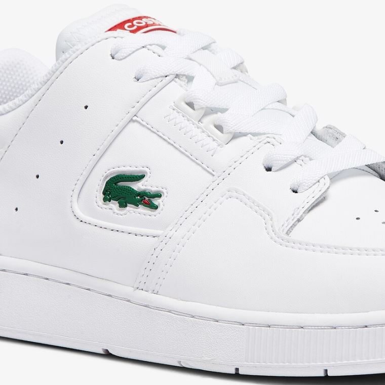 Lacoste Court Cage Bőr Sneakers Fehér Sötétkék Piros | RsbiAVma