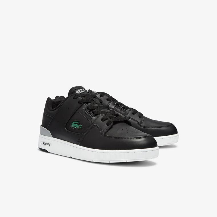 Lacoste Court Cage Bőr Sneakers Fekete | THfNYtan