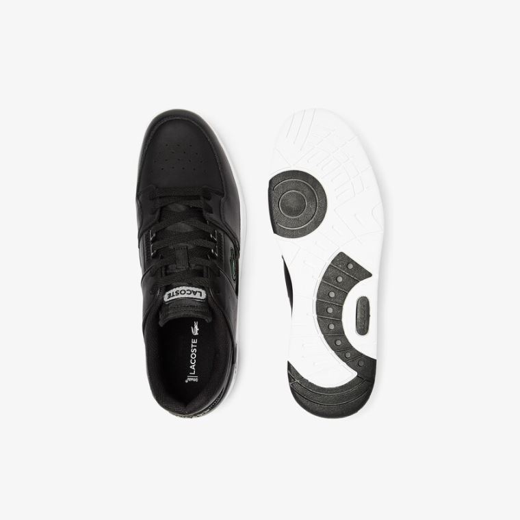 Lacoste Court Cage Bőr Sneakers Fekete | THfNYtan