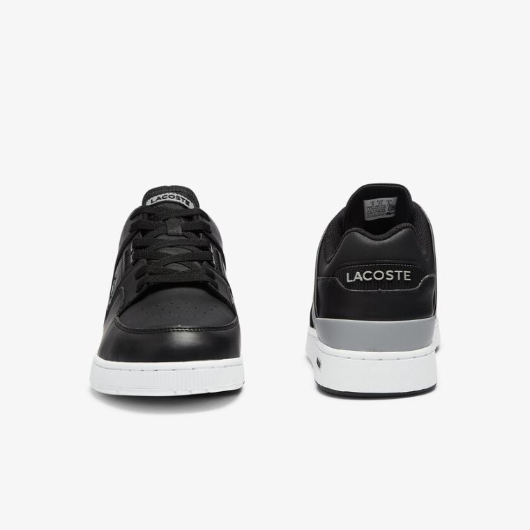 Lacoste Court Cage Bőr Sneakers Fekete | THfNYtan