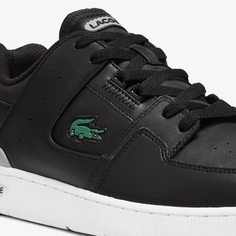 Lacoste Court Cage Bőr Sneakers Fekete | THfNYtan