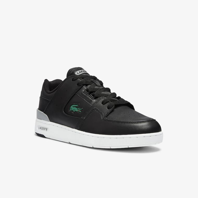 Lacoste Court Cage Bőr Sneakers Fekete | THfNYtan