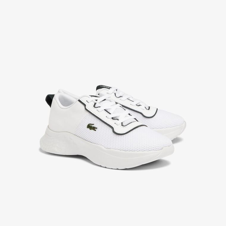 Lacoste Court-Drive Textil Air Mesh Sneakers Fehér Sötétzöld | 7JaG3cj4