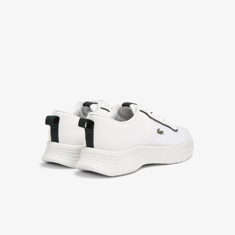 Lacoste Court-Drive Textil Air Mesh Sneakers Fehér Sötétzöld | 7JaG3cj4