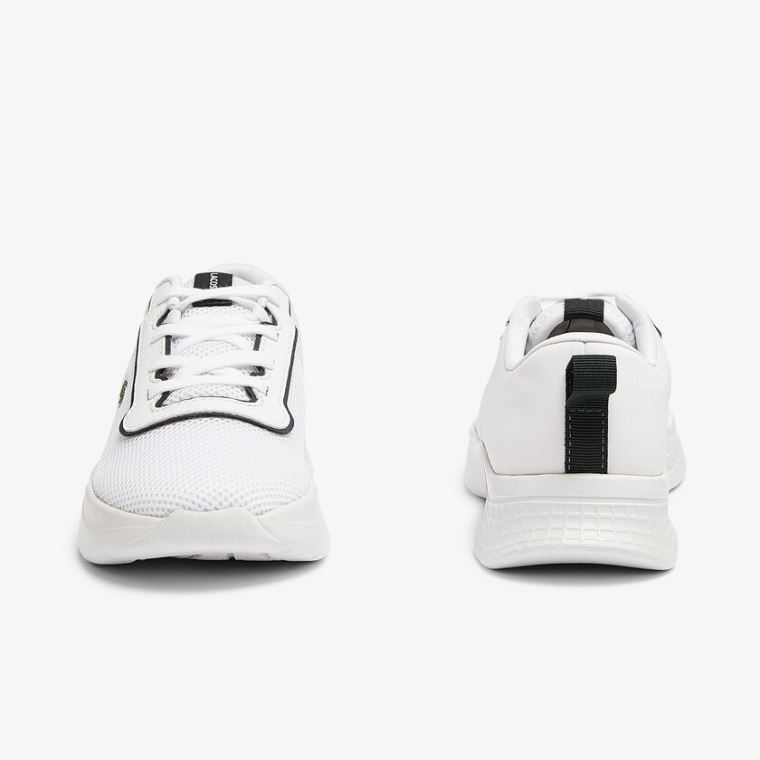 Lacoste Court-Drive Textil Air Mesh Sneakers Fehér Sötétzöld | 7JaG3cj4