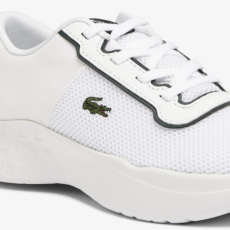 Lacoste Court-Drive Textil Air Mesh Sneakers Fehér Sötétzöld | 7JaG3cj4