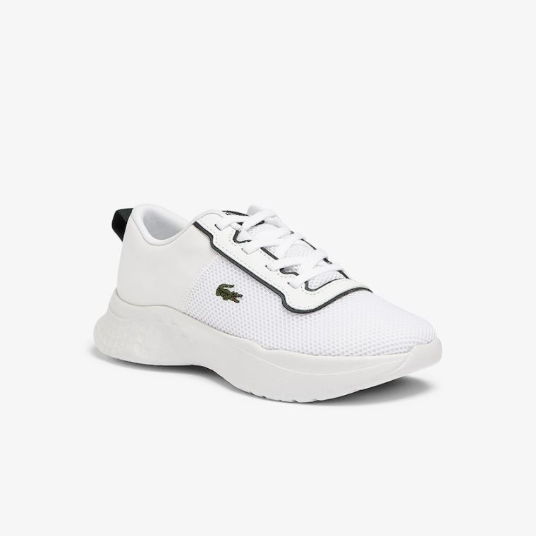 Lacoste Court-Drive Textil Air Mesh Sneakers Fehér Sötétzöld | 7JaG3cj4