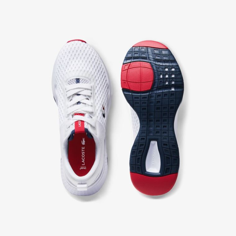 Lacoste Court-Drive Tricolour Textil Sneakers Fehér Sötétkék Piros | EWDMoN5m