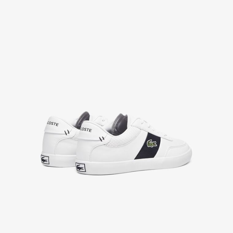 Lacoste Court-Master Bőr and Szintetikus Perforated Sneakers Fehér Sötétkék | VGHzcxwb