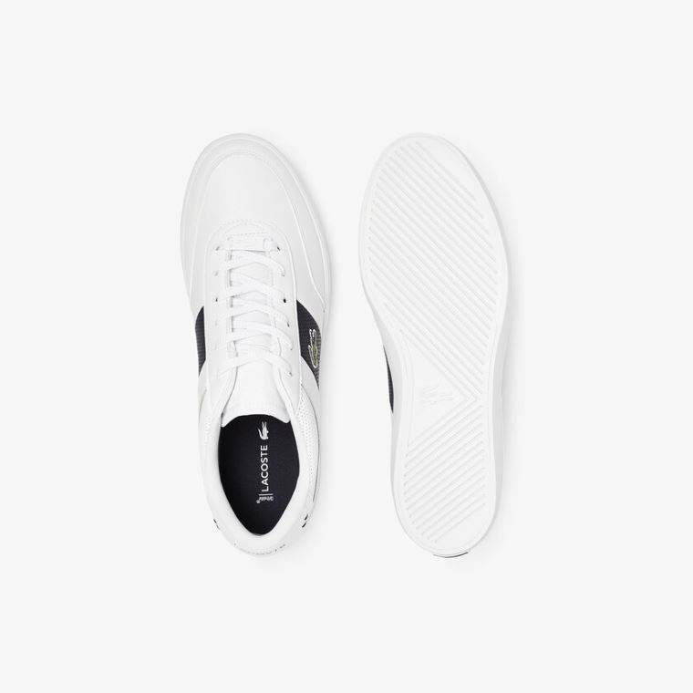 Lacoste Court-Master Bőr and Szintetikus Perforated Sneakers Fehér Sötétkék | VGHzcxwb