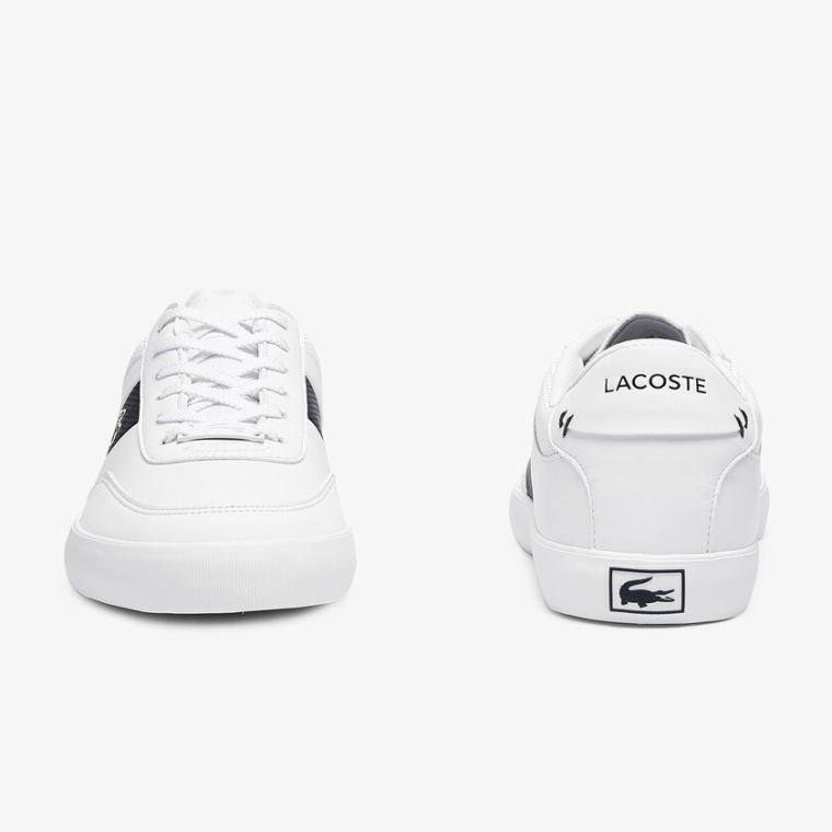 Lacoste Court-Master Bőr and Szintetikus Perforated Sneakers Fehér Sötétkék | VGHzcxwb