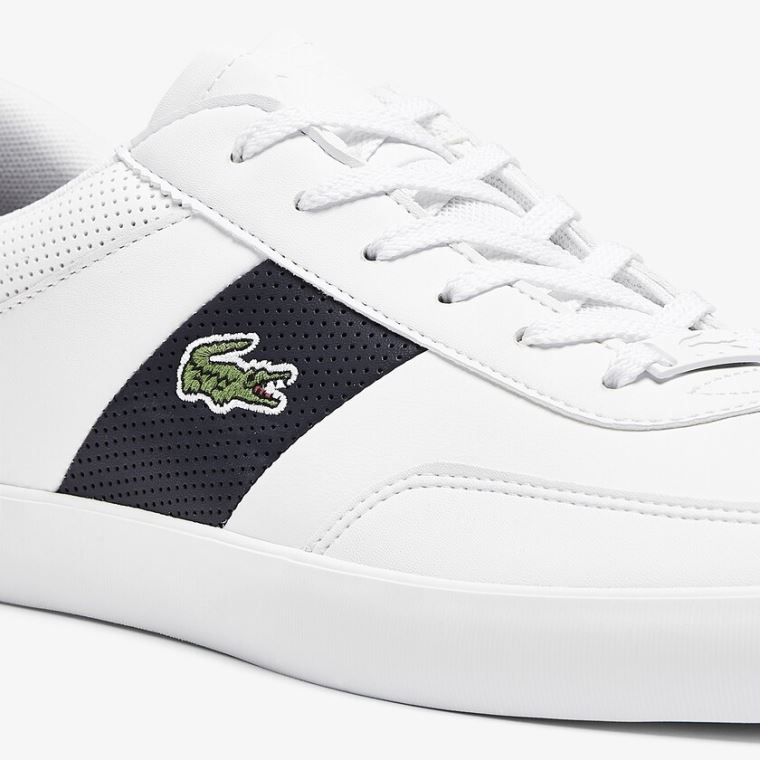 Lacoste Court-Master Bőr and Szintetikus Perforated Sneakers Fehér Sötétkék | VGHzcxwb