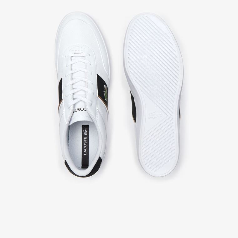 Lacoste Court-Master Tumbled Bőr Sneakers Fehér Fekete | 4Gdc8IyO