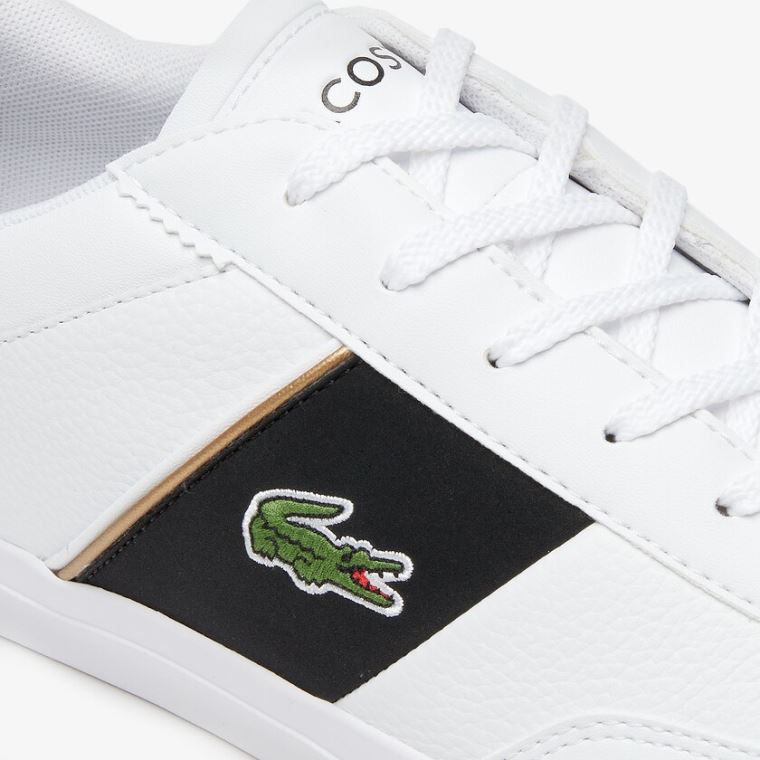 Lacoste Court-Master Tumbled Bőr Sneakers Fehér Fekete | 4Gdc8IyO