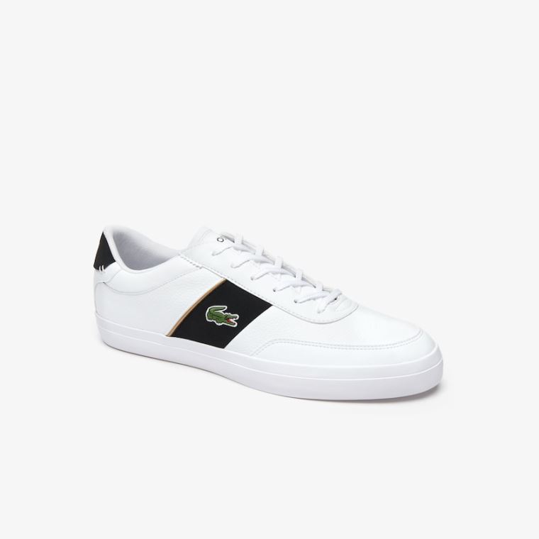 Lacoste Court-Master Tumbled Bőr Sneakers Fehér Fekete | 4Gdc8IyO