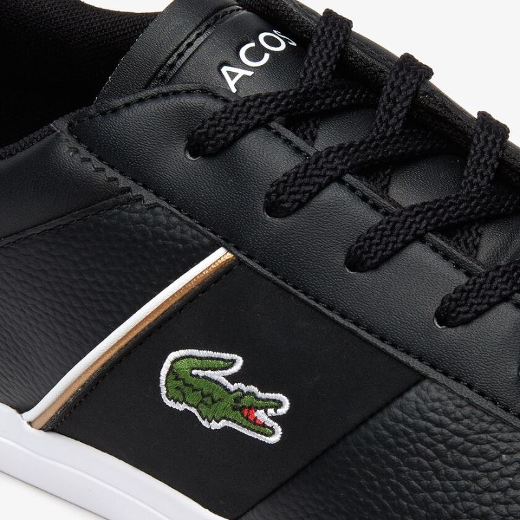 Lacoste Court-Master Tumbled Bőr Sneakers Fekete Fehér | psSnkiXP