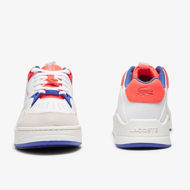 Lacoste Court Slam Szintetikus and Bőr Sneakers Fehér Korall | NyVJR0K5