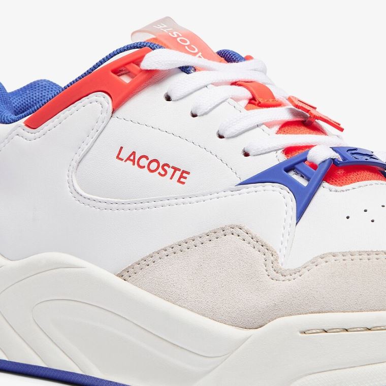 Lacoste Court Slam Szintetikus and Bőr Sneakers Fehér Korall | NyVJR0K5