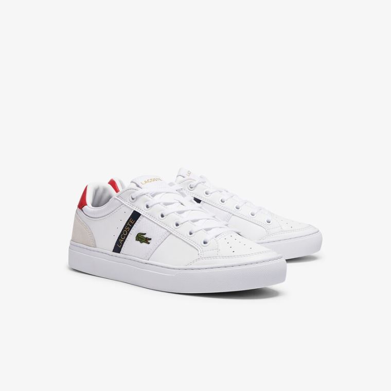 Lacoste Courtline Bőr and Textil Sneakers Fehér Bézs | 9Ptj55QF