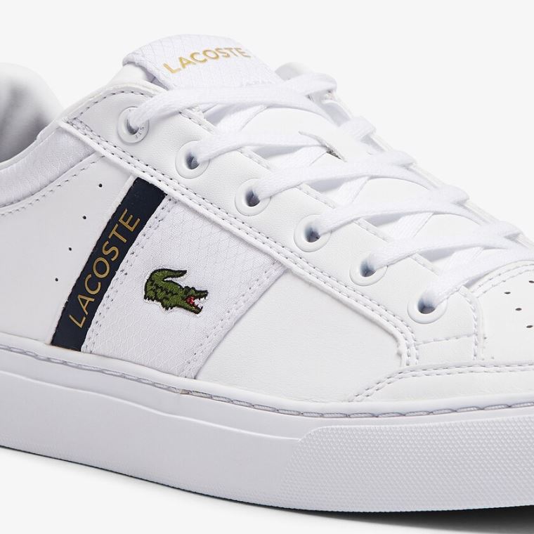 Lacoste Courtline Bőr and Textil Sneakers Fehér Bézs | 9Ptj55QF