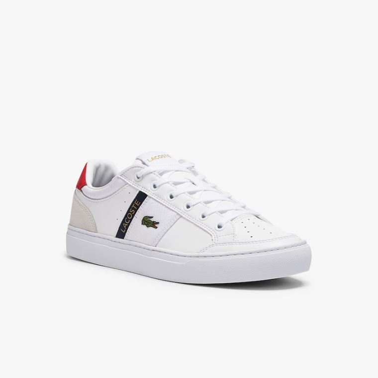 Lacoste Courtline Bőr and Textil Sneakers Fehér Bézs | 9Ptj55QF