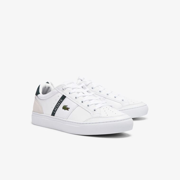 Lacoste Courtline Bőr and Textil Sneakers Fehér | be08tXQQ