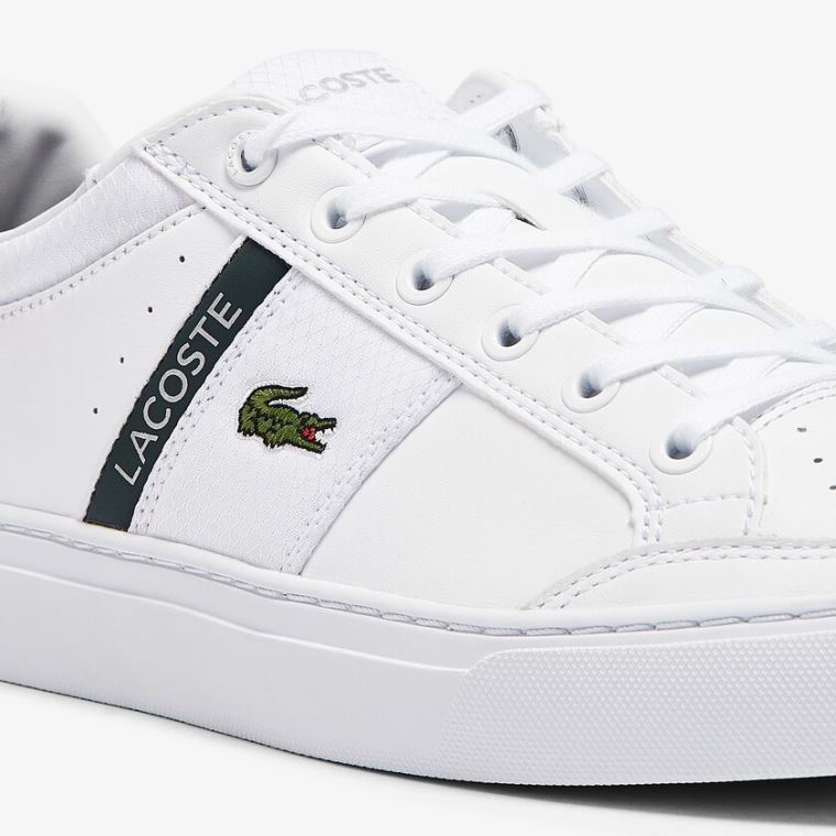 Lacoste Courtline Bőr and Textil Sneakers Fehér | be08tXQQ