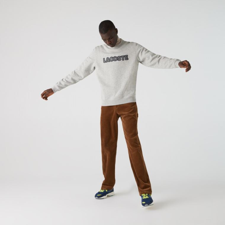 Lacoste Crew Neck Flecked Fleece Sweatshirt Szürke | EMfyB3Ym