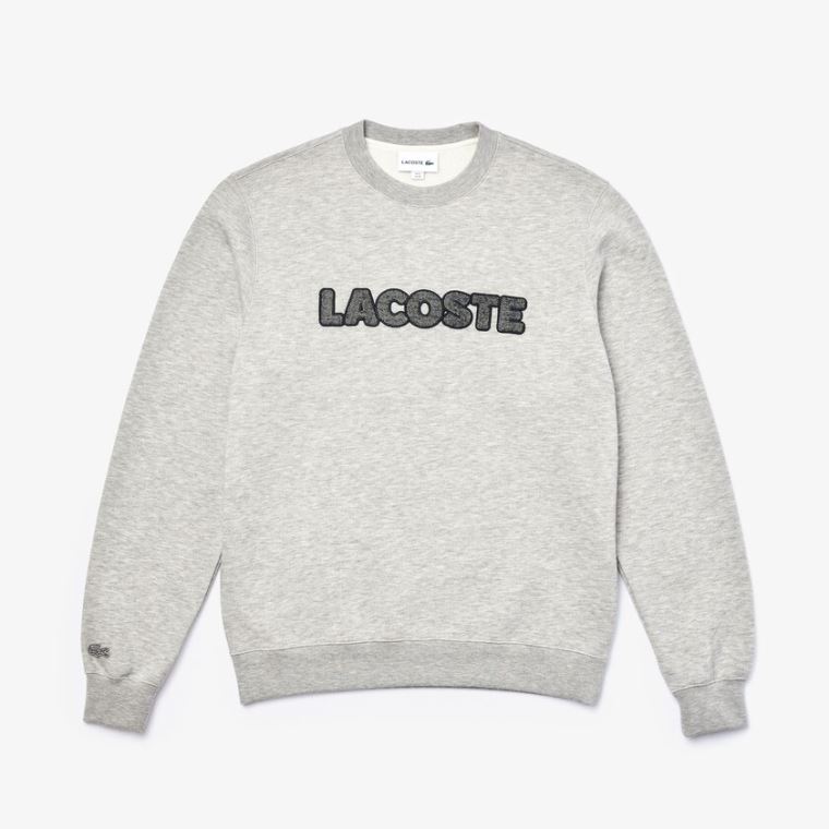 Lacoste Crew Neck Flecked Fleece Sweatshirt Szürke | EMfyB3Ym