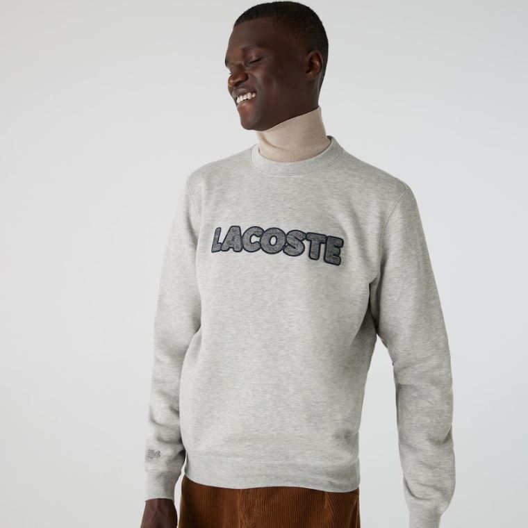 Lacoste Crew Neck Flecked Fleece Sweatshirt Szürke | EMfyB3Ym