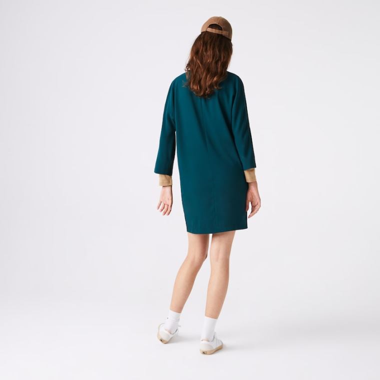 Lacoste Crew Neck Flowy Ruha Zöld | HvhI0w5D