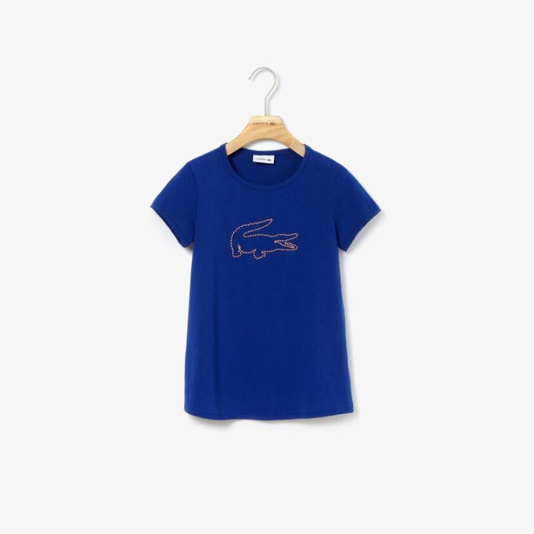 Lacoste Crew Neck Jersey T-shirt Sötétkék Kék | 6luneXVl