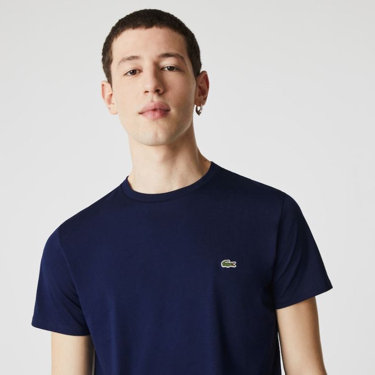 Lacoste Crew Neck Pima Pamut Jersey T-shirt Sötétkék Kék | aA9DhG2B