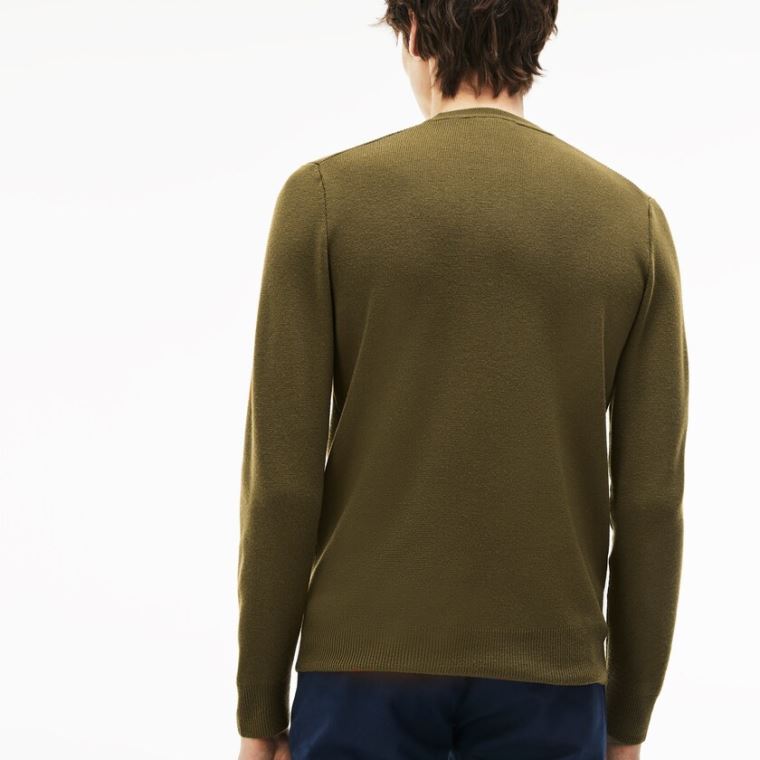 Lacoste Crew Neck Technical Knit Pulóver Bézs | ul7XTCw2