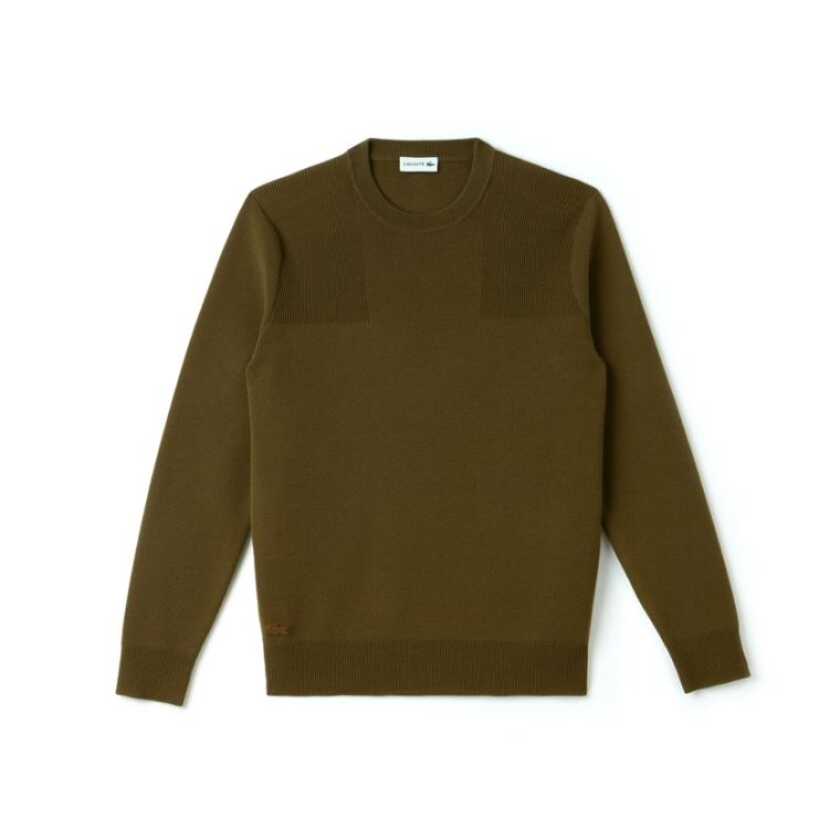 Lacoste Crew Neck Technical Knit Pulóver Bézs | ul7XTCw2