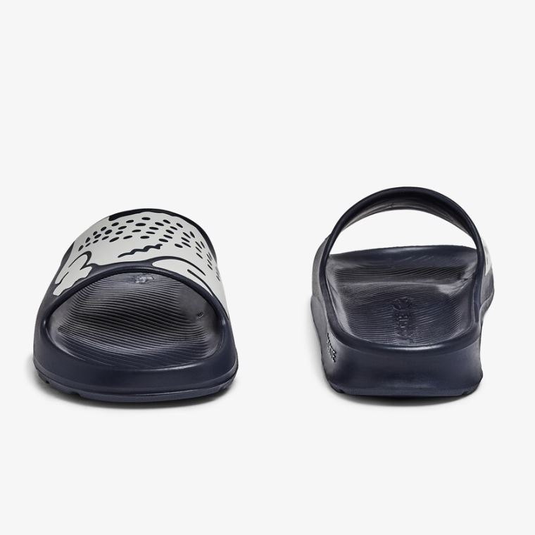 Lacoste Croco 2.0 Szintetikus Print Slides Sötétkék Fehér | 2RwhJGek