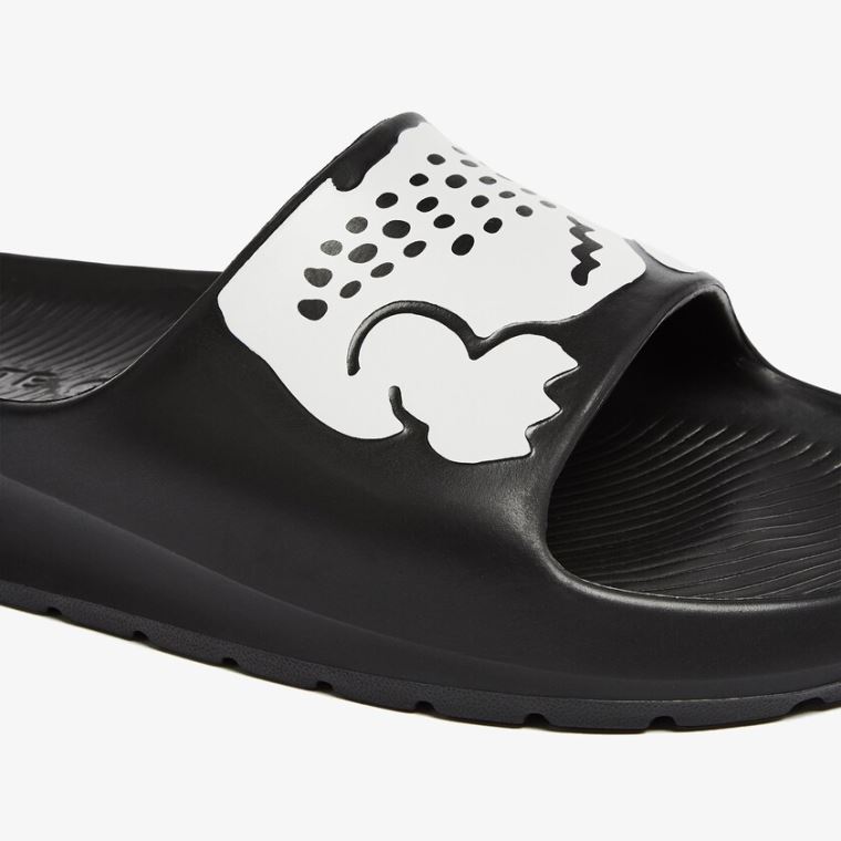 Lacoste Croco 2.0 Szintetikus Print Slides Fekete Fehér | 9Utcz47C